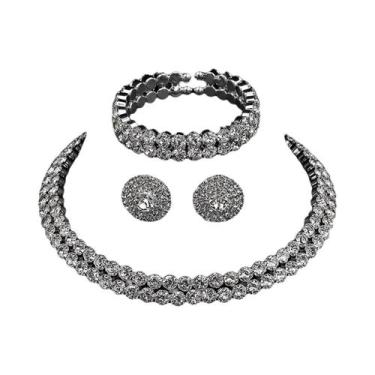 Imagem de Conjunto De Joias Minimalistas Femininas Da Moda 4 Peças Colar Brincos