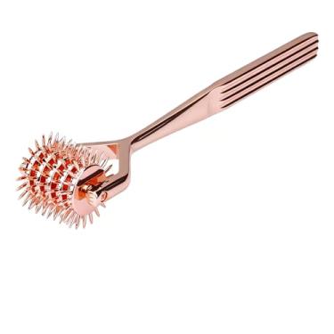 Imagem de BDSM Pinwheel Wartenberg de 5 fileiras - Estimulador nervoso sensorial de liga de zinco premium para jogos sensoriais íntimos e jogos de torção - Equipamento de torção de ponta dourada para casais