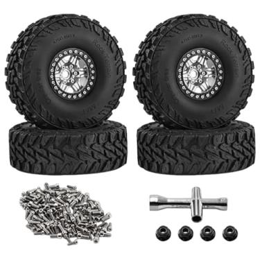 Imagem de harayaa 4 rodas e pneus para carro RC Crawler 1/10 - Substituição direta de peças para carro RC TRX4, Prata