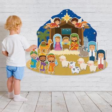 Imagem de Remerry Conjunto de tábuas de histórias de feltro de Natal para bebé, presépio, Jesus, nascimento, feltro, conjunto de cenas de histórias, decoração de artesanato de Natal para festa religiosa, brinde