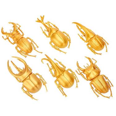 Imagem de Generic 6 Pçs Simulação Assustador Besouro Adereços de Halloween para Assustar Amigos Modelos de Insetos Pvc Não Tóxicos para Ornamentos de Jardim Ouro/preto (6 grandes besouros dourados)
