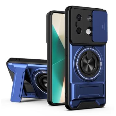 Imagem de SORAKA Capa para Xiaomi Redmi Note 13 Pro 5G com suporte,proteção de lente com janela e capa dupla de PC e TPU compatível com suporte magnético para carro