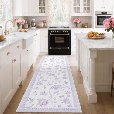 Imagem de GarveeHome Corredores para corredores antiderrapantes, 6 x 20 cm, tapete roxo para quarto de meninas, tapete de área de corredor lavável macio e macio para decoração de dormitório de entrada de