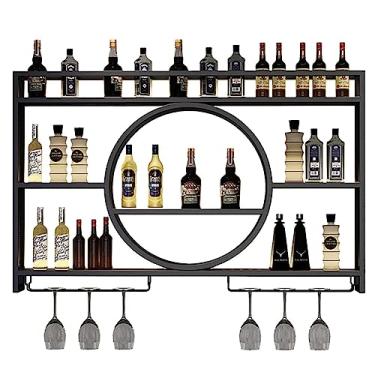 Imagem de Rack de vinho montado na parede, rack de exibição moderno de metal, rack de bebidas, rack de armazenamento de vidro de taça de champanhe montado na parede, suporte de garrafa de ferro multifuncional