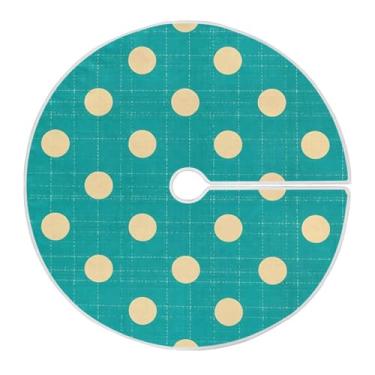 Imagem de Qilmy Saia de árvore de Natal com fundo azul de bolinhas brancas, 90 cm, camurça para árvore de Natal, adequada para ambientes internos e externos, festa, escritório, armário18