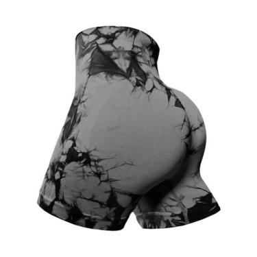 Imagem de Shorts De Yoga Sem Costura Para Mulheres Com Cintura Alta E Estampa Ti