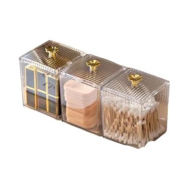 Imagem de Caixa De Armazenamento Para Cotonetes E Puff Cosmético, Organizador De