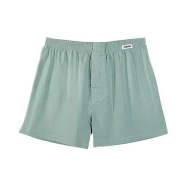 Imagem de Cuecas Boxer Masculinas De Cintura Média, Respiráveis, Sólidas, Com Ab