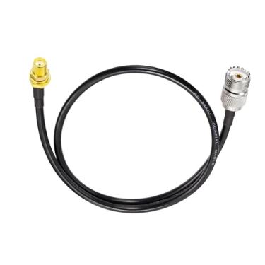 Imagem de SZSAUTO Cabo de extensão de antena de rádio amador 0,9 m 1m UHF SO239 fêmea para SMA fêmea RG58 cabo jumper coaxial para rádio amador portátil Walkie Talkie Wouxun Baofeng BF-F8HP UV-5R UV-82 BF-888S