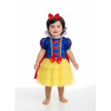 Imagem de Fantasia Vestido Branca de Neve Bebê Baby Capa e Tiara (P(0A2 MESES))