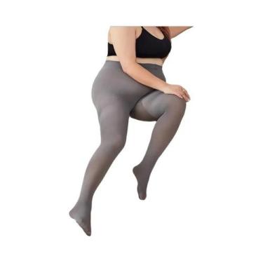 Imagem de Meias-calças Brancas plus Size Femininas 150kg 120D Cintura Alta Quent