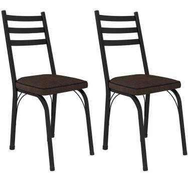 Imagem de Kit 2 Cadeiras Para Cozinha Tubular D-13 Nara De Aço Preto-imbuia