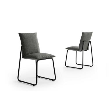 Imagem de Kit 2 Cadeiras De Cozinha Soft 1750 Aço i Preto-linho Grafite - Carraro