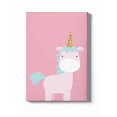 Imagem de Quadro Decorativo Infantil - Pônei Encantado Com Fundo Rosa
