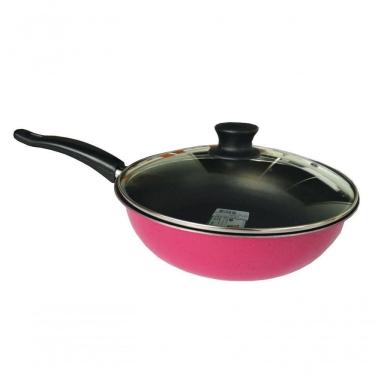 Imagem de Frigideira Antiaderente Com Tampa 24cm Rosa Pigmentada