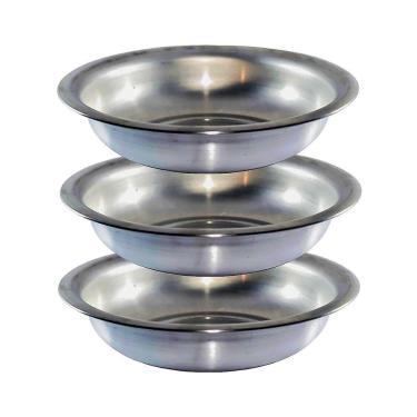 Imagem de Conjunto Kit Bacia Alumínio Redonda Banho Assento 3 Peças N1