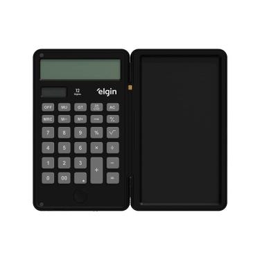 Imagem de Calculadora Com Tela para Anotação Preta - 12 Dígitos Duplo Zero Funções Avançadas