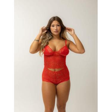 Imagem de Conjunto de Renda Lingerie Feminina Espera Marido Adulto Top Calcinha 