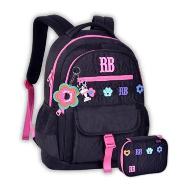 Imagem de Kit Mochila Rebecca Bonbon Costas E Estojo Meninas Escolar, Preto
