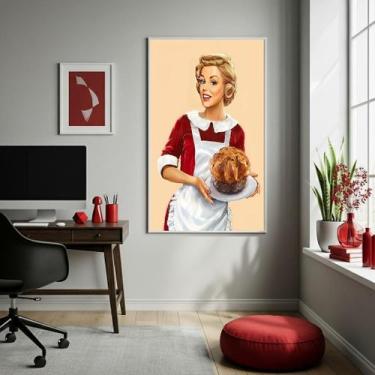 Imagem de Quadro Decor Mulher Natalina 70X50Cm Mold Branca - Quadros On-Line