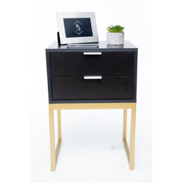 Imagem de Mesa de Cabeceira Industrial Preto 50cm c/ 2 Gavetas - Fl Decor