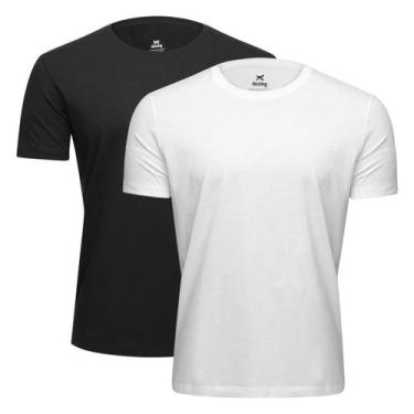 Imagem de Kit Camisetas Hering Slim Básicas 2 Peças Masculino, Branco, Preto, M
