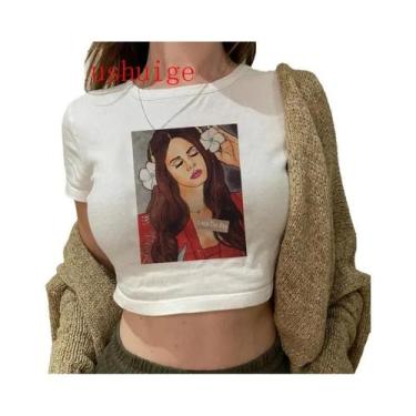 Imagem de Camiseta Vintage Feminina Harajuku De Manga Curta, Lana Del Rey Ldr, G