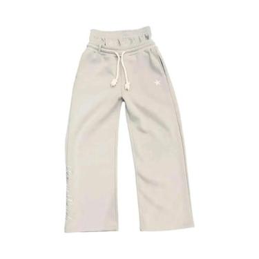 Imagem de Calças De Moletom Largas Y2K Harajuku Com Cintura Dupla, Cor Sólida E 