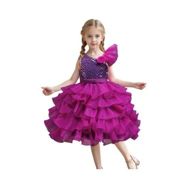 Imagem de Vestido feminino com lantejoulas e laço, saia bolo, vestido de perform