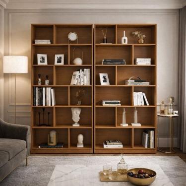 Imagem de Estante para Livros 2 Unidades 24 Nichos Xangai Freijó