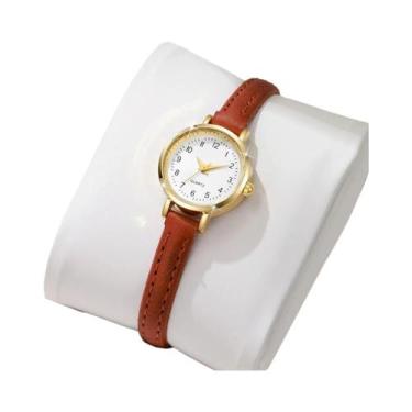 Imagem de Relógio Feminino De Quartzo Com Pulseira De Couro, Mostrador Pequeno, 