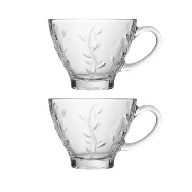 Imagem de Jogo 2 Xícara De Chá De Vidro Flores Clear Lily 220ml Em Casa Tem