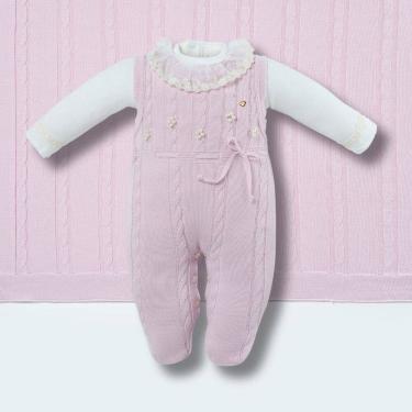 Imagem de Saída de Maternidade Bebê Tricot Rosa Algodão 3 Pçs - Hug