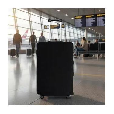 Imagem de Capa Mala Bagagem Viagem Ziper Preta Pequena 10kg Elastano - Adomes