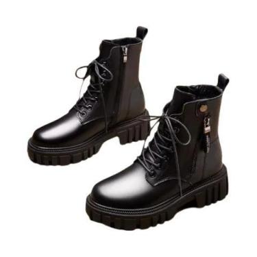 Imagem de Botas Femininas De Inverno Com Cadarço E Plataforma, Quentes, Com Zípe