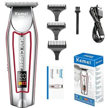 Imagem de Aparador Kemei 032 Corte Preciso Display Digital USB Barba Cabelo pres