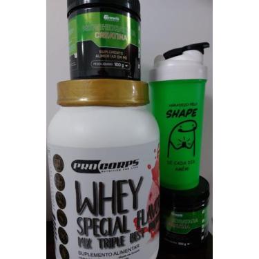 Imagem de 1kit 1 whey procops sabor morango 840g 2 creatina da growth 100g cd +1