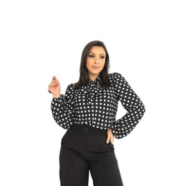 Imagem de Blusa feminina manga longa moda evangélica poa sku:bml18 - R.S MODAS, 