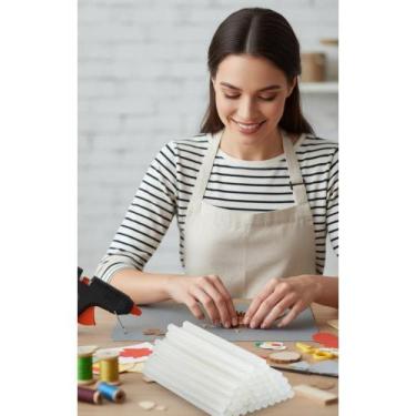 Imagem de 2x Refil Cola Quente Fina 7mm Transparente - 10 Bastões - Congratulati