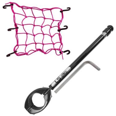 Imagem de Kit Antena 6 Estágios Inox Guidão 1"Pol a 7/8" Preta / Rede Elástica 3