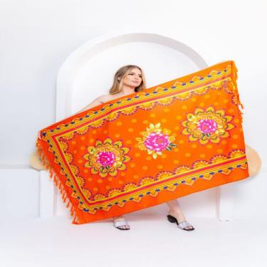 Imagem de Canga Saída De Praia Poliéster Mandala Em FloresC6 - Deeyaa Indiana, U