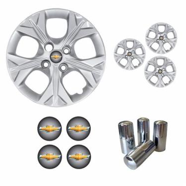 Imagem de Jogo Calota Aro 14 Onix Prisma 2021 Chevrolet GM + Emblema Resinado + 