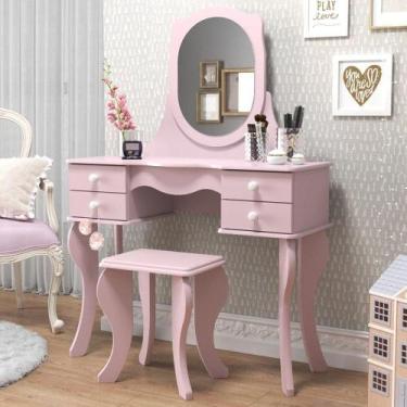 Imagem de Penteadeira 04 Gavetas Princesa Rosa Com Banqueta - Patrimar - PATRIMA