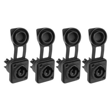 Imagem de Kit 4 Conector Powercon Fêmea Painel Quadrado In 3 Vias Á Prova D'água