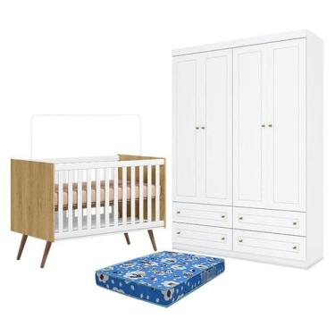 Imagem de Berço Americano Q Encanto 3820 Retrô Freijó TOQ Branco Acetinado - Qmo