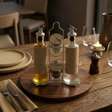 Imagem de Porta Azeite Vinagre Sal Pimenta Malone 4pcs Com Suporte - Hauskraft