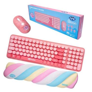 Imagem de COMP Kit Fini Sem Fio Teclado Mouse Wireless + Apoio de Pulso Marshmal
