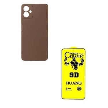 Imagem de Película de Cerâmica Fosca + Capa Silicone Case Marrom Para Galaxy A07