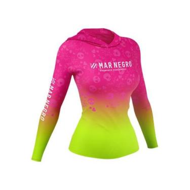 Imagem de Camiseta de Pesca Mar Negro X Protection Sublimada Com Capuz Feminina 