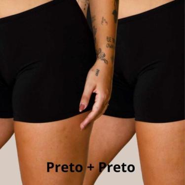 Imagem de Kit 2 Shorts Segunda Pele Anágua curto Feminino - SOLUTEX, P, Preto, P